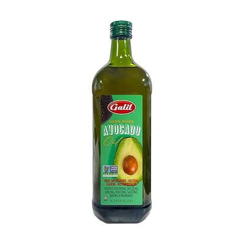 Galil 100% Pure Avocado Oil - High Smoke Point 500°F Non-GMO, Vegan, Halal Certified - Perfect for Cooking, Baking, Saut・・ing, Dressings \u0026 Marinades, Rich インチ Healthy Fats - 1 Liter Glass Bottle Galil 100% Pure