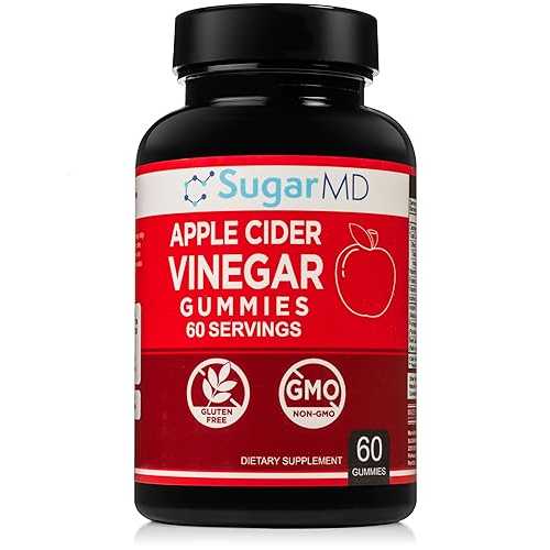 SugarMD Apple Cider Vinegar 60 Gummies - Vitamin B6 \u0026 B12-500瓱 Apple Cider Vinegar Supplement from Raw, Unfiltered, \u0026 Unpasteurized Apples - Vegan \u0026 Halal