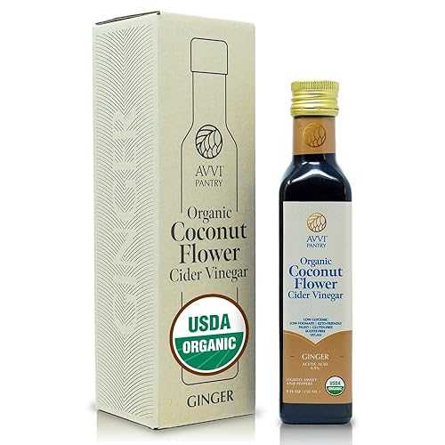 AVVI Organic Coconut Vinegar with Nectar - Premium Gourmet Balsamic Vinegar Alternative, Condiment for Healthy Cooking, Salad Dressing, Marinades (Ginger)