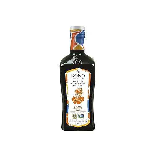 Bono Sicilian PGI Extra Virgin Olive Oil / Certified Gluten Free / Clean Label Project Purity Award Winner / Cold Extracted / 100% Product of Italy / Non-GMO Verified, 16.9 Fl Oz
