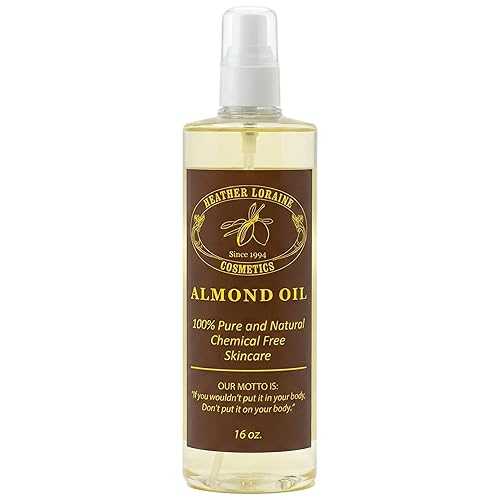 Heather Loraine Almond Oil, Single-Ingredient Carrier Oil for Face, Hair \u0026 Body, Fragrance Free, 16 Fl Oz