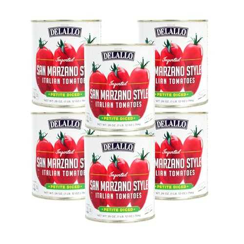 DeLallo San Marzano Style Diced Tomatoes, 28 Ounce Can, 6 Pack, Italian Plum Tomatoes Packed インチ Light Puree, Product of Italy, Non-GMO