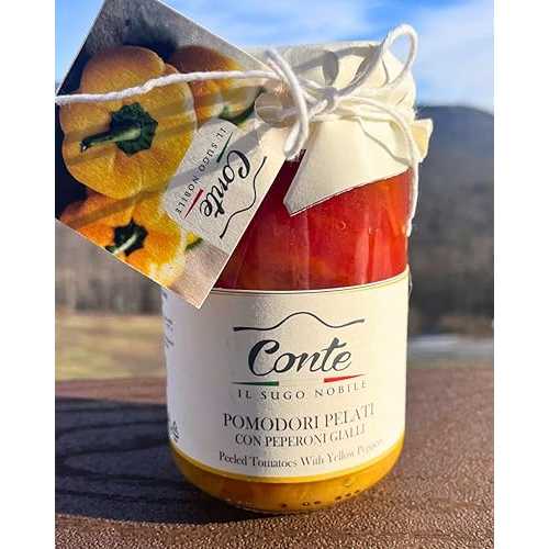 Fortuna\u0027s Conte Pomodori Pelati with Calabrian Peppers - Authentic Italian Peeled Tomatoes with Yellow Peppers, Spicy \u0026 Sweet, Perfect for Pasta \u0026 Sauces, Imported from Calabria - Jar, 9.52 薬局衡オンス