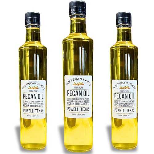 The Pecan Press 100% Pure Pecan Oil, 3 Gift Pack インチ 500 ML Glass Bottles, Vegetable Oil Substitute, Heart Healthy Cooking Oil, Nutty Flavor, Made インチ Texas USA
