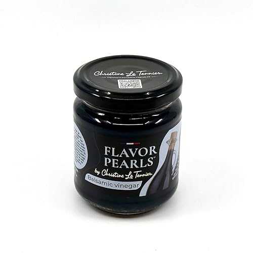 Christine Le Tennier Balsamic Vinegar Flavor Pearls, Seaweed Pearls, 6 Count of 7 薬局衡オンス Each, Gourmet Brown Jellified Pearls, 1200 Per Jar, Non-GMO, French Import for Elegant Culinary Recipe