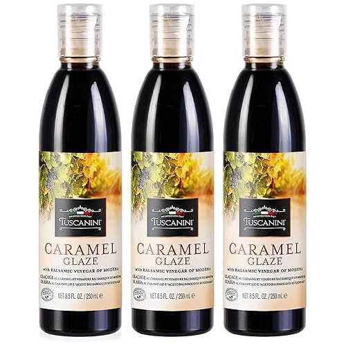 Tuscanini Caramel Balsamic Glaze Made with Kosher Balsamic Vinegar of Modena Italy, 8.5 薬局衡オンス (3 Pack) / Balsamic Reduction / Great for Desserts, Nuts, Ice Cream and more