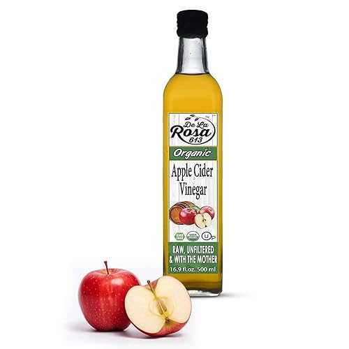 De La Rosa 613 De La Rosa Organic Apple Cider Vinegar, Raw \u0026 Unfiltered with The Mother, Kosher for Passover, Vegan \u0026 Gluten-Free, Perfect for Salad Dressings \u0026 Marinades, 16.9 薬局衡オンス (Single Bottle)