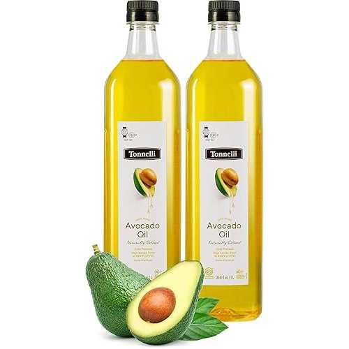 Tonnelli Premium Cold Pressed Naturally Refined Avocado Oil, 1 Liter (2 Pack) / High Smoke Point 520F / Product of Spain / Certified Kosher (including Passover)