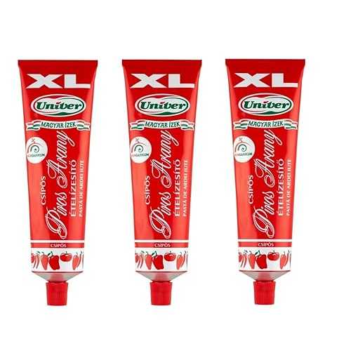 Generic (Pack of 3) Authentic Univer Piros Arany Red Gold Hungarian Paprika Paste XL - HOT Csipos 3x240 Gram, 3x 8.11 fl 薬局衡オンス