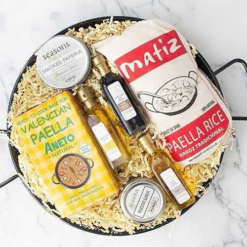 Seasons Ultimate Paella Kit Authentic Spanish Paella Pan, Bomba Rice, Olive Oil, Vinegar, Paprika \u0026 More (Serves 4-6)