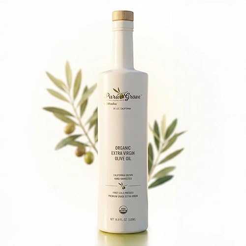 Pura Grove Organic Cold Pressed Extra Virgin Olive Oil Premium Grade - High Polyphenol - Hand Harvested \u0026 California Grown - 16.9Oz Opaque Glass Bottle