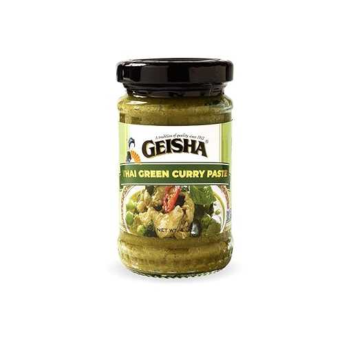 GEISHA THAI GREEN CURRY PASTE N.W 4薬局衡オンス(Pack of 12), Curry Paste / Spicy Level-Hot, Halal Certified, Vegan Certified, NON-GMO certified, Product of Thailand, Zero Saturated Fat and Zero Trans Fat