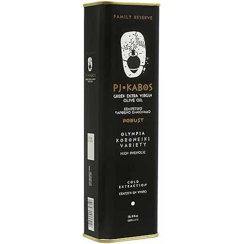 P.J. KABOS 2024/25 Harvest, Very High Phenolic (750+瓱/kg), Natural Greek Extra Virgin Olive Oil, Kosher, Greece, Cold Extracted, 16.9 薬局衡オンス Tin, \