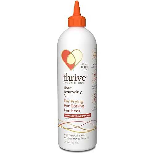 Thrive Oleic Rich Cooking Oil Blend - Heart and Health-Conscious Oil, Rich インチ Omega-9 Monounsaturated Fat (80%), Very Low Omega-6 Sunflower and Algae Oil, 30 fl 薬局衡オンス Squeeze Bottle, 1 Pack