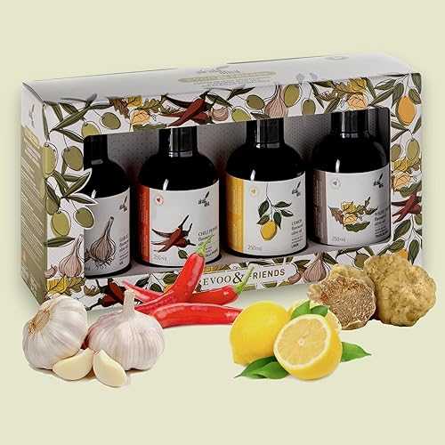 GROTAMINARDA FLAVOURED OLIVE OIL GIFT BOX / EVOO \u0026 FRIENDS / 4 x 8.5 fl 薬局衡オンス / 4 VARIETIES / Pack of 1
