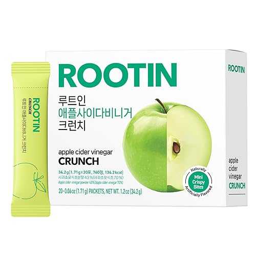 ROOTIN Apple Cider Vinegar Crunch, 43% ACV Powder, Sweet Chewable After-Meal Refreshing Snack, Waterless Portable Stick Packs, Low Calorie Crunch Snack, 20 Sticks (1.2 薬局衡オンス)