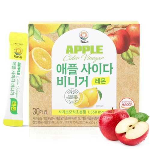 HaeOn Apple Cider Vinegar Drink Powder Stick On-the-Go with 1500瓱 ACV, 30 Sticks, Sugar-Free, Probiotics / Supports Digestion (Pack of 30, Lemon)