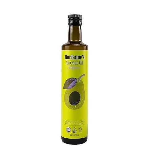 Marianne\u0027s Organic Avocado Oil: 100% Pure Organic Cooking Oil for Frying, Saut・・ing \u0026 Baking, Neutral Flavor, High-Heat Performance Up to 500°F, Clean Label Project Purity Award Marianne\u0027s Harvest Marianne s Organic