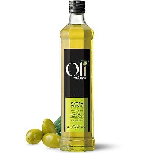 Oli de Nutrioli Oli by Nutrioli Extra Virgin Olive Oil, Cold-Pressed Authentic Blend of 3 Premium Spanish Olive Varieties, Glass Bottle, 16.9 Fl Oz