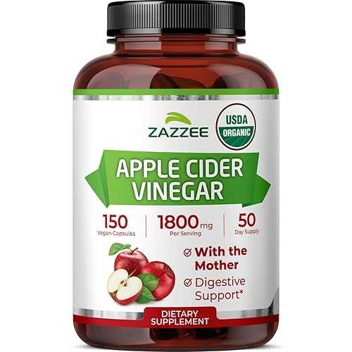 Zazzee USDA Organic Apple Cider Vinegar, With the Mother, 1800 瓱 per Serving, 150 Vegan Capsules, 50 Day Supply, Fermented ACV, Digestive Support Formula, All-Natural, Non-GMO, Made インチ the USA
