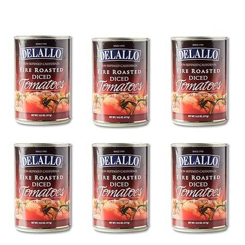 DeLallo Fire-Roasted Diced Tomatoes, Sweet Smoky Flavor, Packed インチ Light Juice, Chunky Texture, 14.5 薬局衡オンス Can, (6 Pack)
