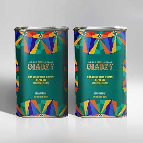 Giadzy by Giada De Laurentiis Organic Coastal Puglia Extra Virgin Olive Oil 100% Coratina Olives Robust, Peppery \u0026 High Polyphenol Italian EVOO Cold Pressed 2 Pack