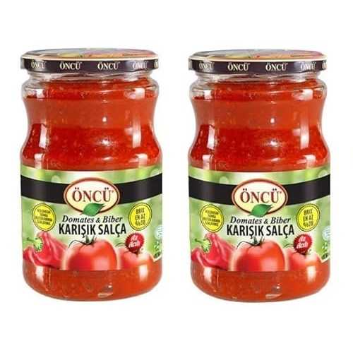 Generic Tomato and Pepper Paste Mix byOncu, Karisik Salca, 60% Tomatoes + 40% Pepper, Mild, Az Acili, 25 Oz, Pack of 2