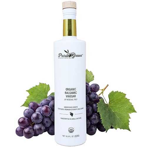 Pura Grove USDA Organic Balsamic Vinegar From Modena Italy - Slow Aged Premium Eternity Gold Grade - Handpicked \u0026 Crafted In Small Batches - 16.9 Oz Opaque Glass Bottle
