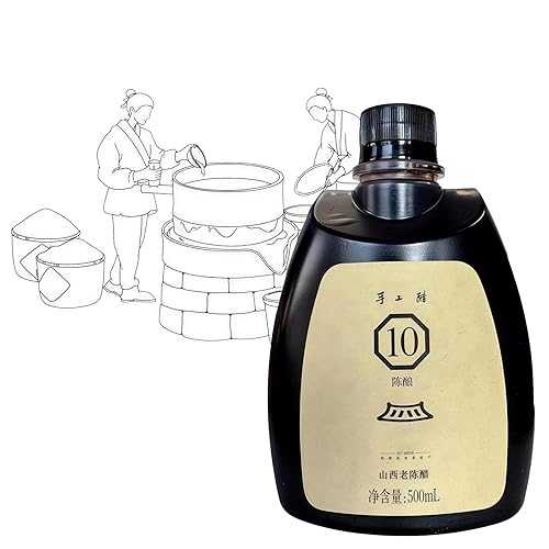 CZMYCBG 10 Year Aged Shanxi Black Rice Vinegar, 16.9 Fl Oz (500ml) Each, Traditional Chinese Mature Vinegar, All-Natural Fermented Condiment for Salad Soup Marinade
