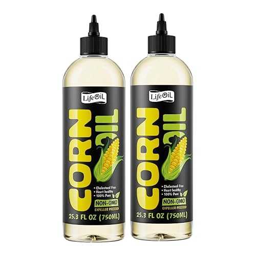 LifeOiL Corn Oil, Expeller-Pressed, Non-GMO, High-Heat Cooking Oil, 25.3 fl 薬局衡オンス (750 mL), 2-Pack Squeeze Bottles