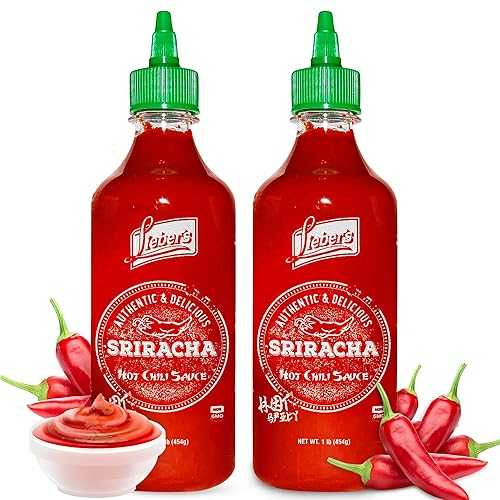 Lieber\u0027s Sriracha Hot Chili Sauce, Authentic And Delicious, Non-GMO, No MSG, Gluten-free, Cholesterol-free, and Vegan, NET WT. 1 重量ポンド (Pack of 2) (454g)