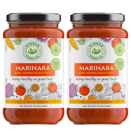 Hidden Foods Co. Hidden Foods Slow Cooked Marinara Sauce with Natural Vegetables, 24 薬局衡オンス. Jar, Low Carb and Low Sodium, No Sugar Added, Thick and Delicious Flavor for Pasta, Pizza, and Recipes