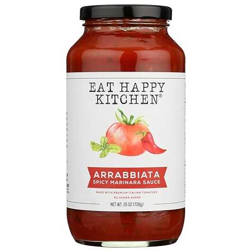 Eat Happy Kitchen Arrabbiata Spicy Marinara Sauce, No Sugar Added, 25 Ounces (Pack Of 6)