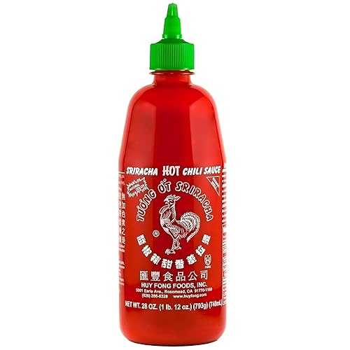 The Original Huy Fong Sriracha Hot Chili Sauce, 28 OZ Rooster Sriracha Chili Sauce, Low Carb Classic Cook Sriracha Chili Paste, Perfect for Dipping, Eggs, Burgers, Soups, Tacos, Sandwich, 3-Pack