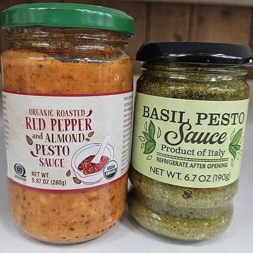 Generic Trader Joe Organic Red Pepper and Almond Pesto Sauce \u0026 Basil Pesto Sauce (Two Bottles)