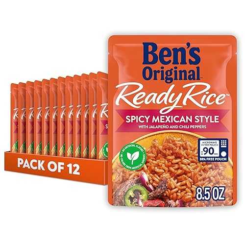 BEN\u0027S ORIGINAL Ready Rice Spicy Mexican Style Flavored Rice, Easy Dinner Side, 8.5 薬局衡オンス Pouch (Pack of 12)