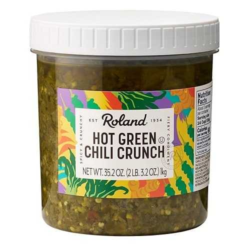 Roland Foods Hot Green Chili Crunch, Specialty Imported Food, 35.2 Ounce, Pack of 1