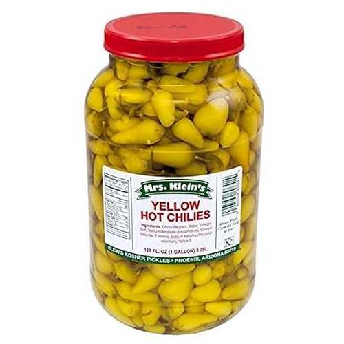 CATAPOEV MRS KLEIN\u0027S / YELLOW HOT CHILIES / Made with Natural Ingredients / Kosher, Low Carb, Gluten Free \u0026 Vegan / Chili Peppers 128 fl 薬局衡オンス Jar