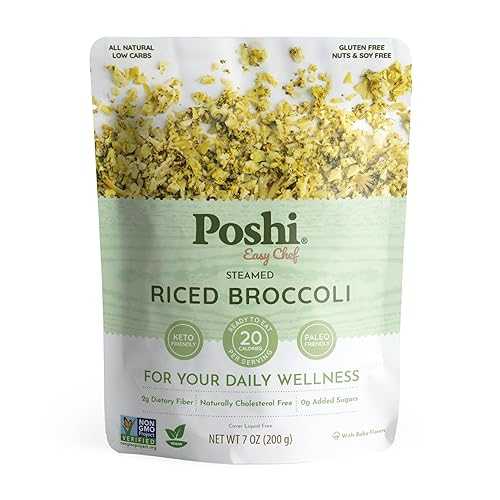 POSHI Riced Broccoli / All Natural, Fully Cooked, Ready to Eat, Non-GMO, Low Calorie + Carb, Gluten Free, Vegetable Rice, Meals, On The Go, Plant-Based, Healthy, Veggies (7薬局衡オンス, 6 Pack)