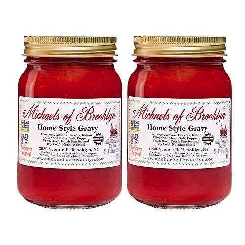 Michaels Of Brooklyn Homestyle Gravy Tomato Sauce, Non-GMO, Gluten-Free, Made with Italian Tomatoes, Fresh Basil, Garlic Onions, Olive Oil \u0026 Parsley Pasta, 16 薬局衡オンス, 2-Pack