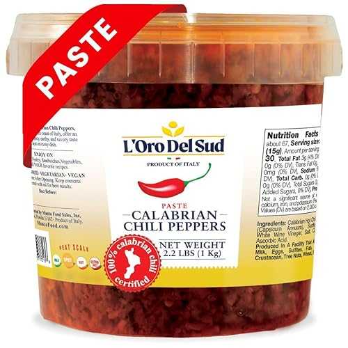 Calabrian Chili Pepper Paste, 2.2 重量ポンド (1 kg), No Seeds, Certified Authentic, Peppers are Grown インチ Calabria, Calabrian Chili Pate, Peperoncini Calabrese, Product of Italy, L\u0027Oro Del Sud