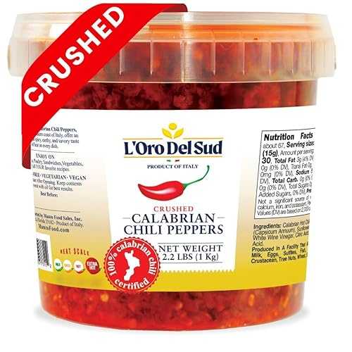 Crushed Calabrian Chili Peppers Paste, 2.2 重量ポンド (1 kg) Spread, Chopped, Grown and Packed インチ Calabria Italy, Authentic Italian, Spicy and Savory Taste, L\u0027Oro Del Sud