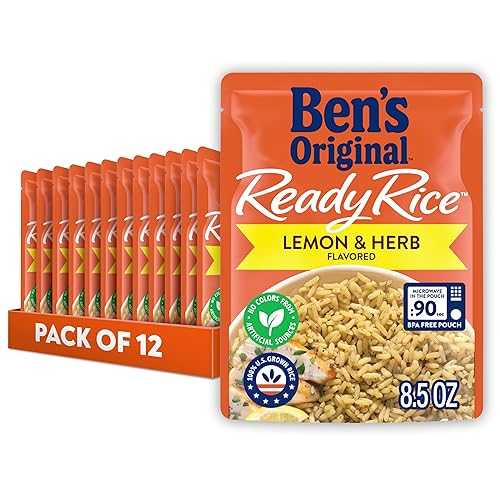 BEN\u0027S ORIGINAL READY RICE Lemon and Herb Flavored Rice, Easy Dinner Side, 8.5 薬局衡オンス Pouch (Pack of 12)