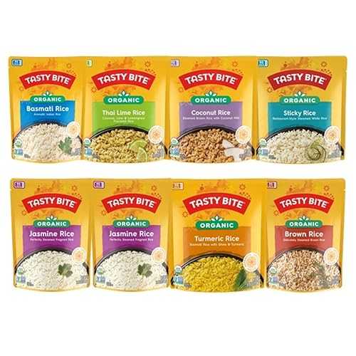 Tasty Bite Rice Variety Pack, 7 Flavors, Basmati, Jasmine, Brown, Sticky, Coconut, Turmeric, Thai Lime,