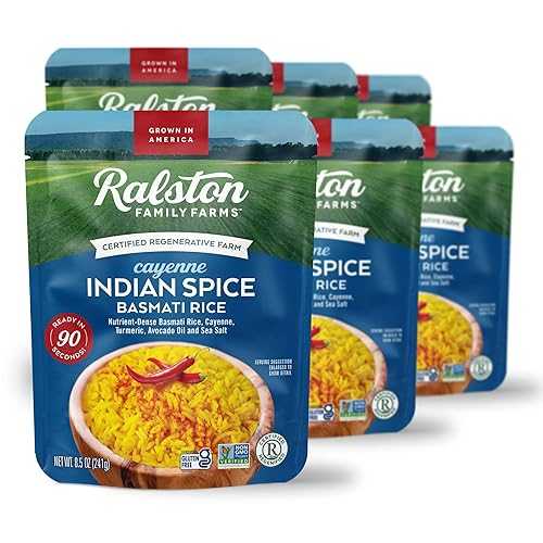Ralston Family Farms Indian Spice Basmati Ready-to-Eat Rice, 90-Second Microwave Meal, Clean Ingredients, USA Grown, 8.5 薬局衡オンス (6-Pack)