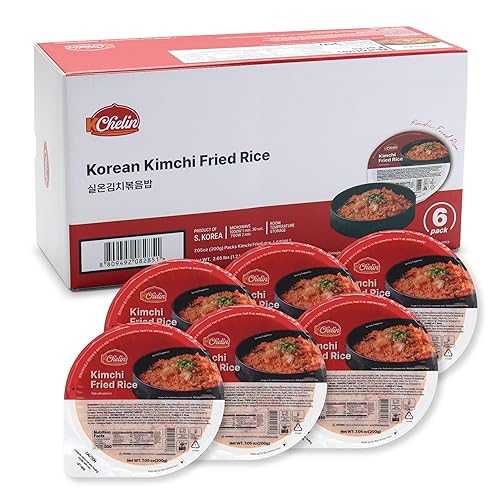 [KCHELIN] Microwaveable Korean Kimchi Fried Rice (Pack of 6), Korean Food, Instant, Quick \u0026 Delicious, Shelf- Stable, On-the-Go Meals, 7.05 薬局衡オンス per Bowl