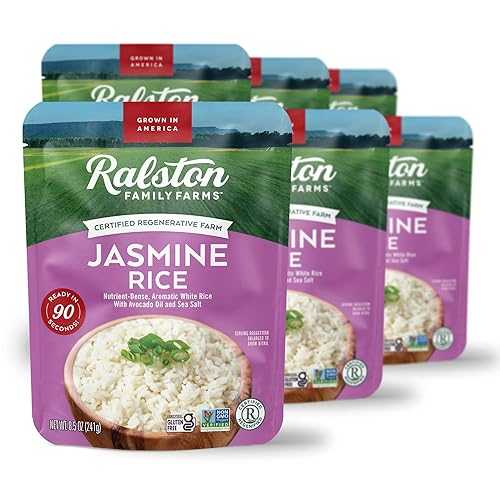Ralston Family Farms Jasmine Ready-to-Eat Rice, 90-Second Microwave Meal, Clean Ingredients, USA Grown, 8.5 薬局衡オンス (6-Pack)