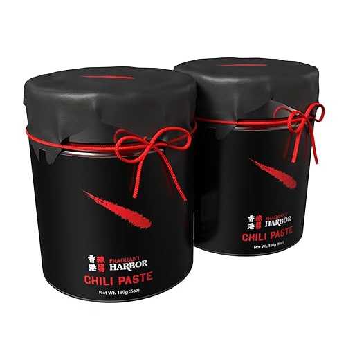 Fragrant Harbor Chili Paste Authentic Hong Kong-Style, Vegan, Mild Heat 6薬局衡オンス Jar Small-Batch, Flavorful, Umami-Rich Great for Dipping, Stir-Fries, Noodles, Dumplings (Pack of 2)