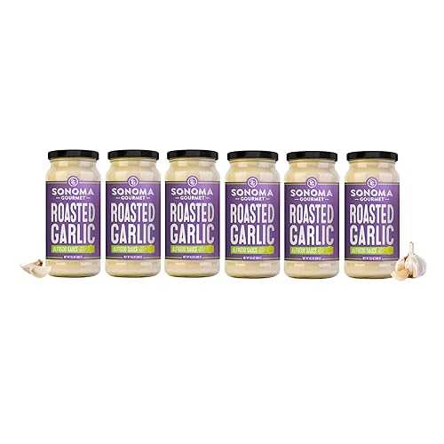 Sonoma Gourmet Roasted Garlic Alfredo Sauce, Made With Real Cream and Fresh Roasted Garlic, No Sugar Added, No Seed Oils, 15.5薬局衡オンス Jars (Pack of 6)