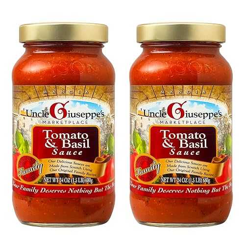 Uncle Giuseppe\u0027s Marketplace Uncle Giuseppe s Tomato \u0026 Basil Pasta Sauce 24 薬局衡オンス Jar / Authentic Italian Recipe / Made with Ripe Tomatoes \u0026 Fresh Basil / All-Natural, No Preservatives [Pack of 2]